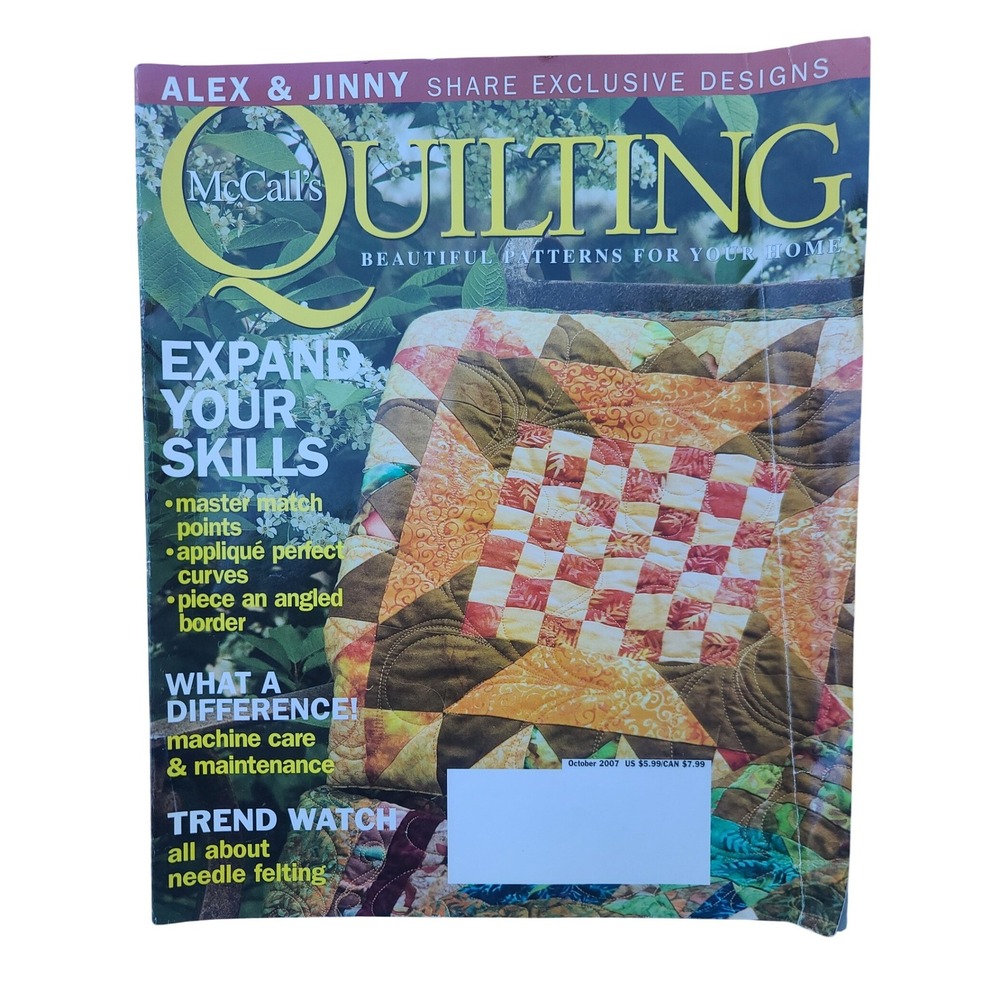 McCall's Quilting Magazine October 2007 Alex & Jinny Exclusive Designs Patterns
